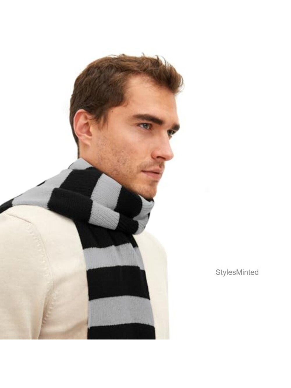 Striped Knit Scarf Soft Fall Winter Acrylic Fashion Wrap